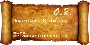 Ondreicska Richárd névjegykártya